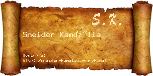 Sneider Kamélia névjegykártya